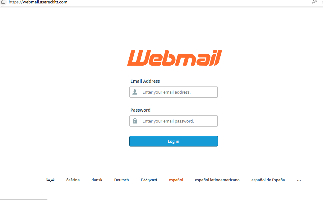 Pantalla inicial del Webmail